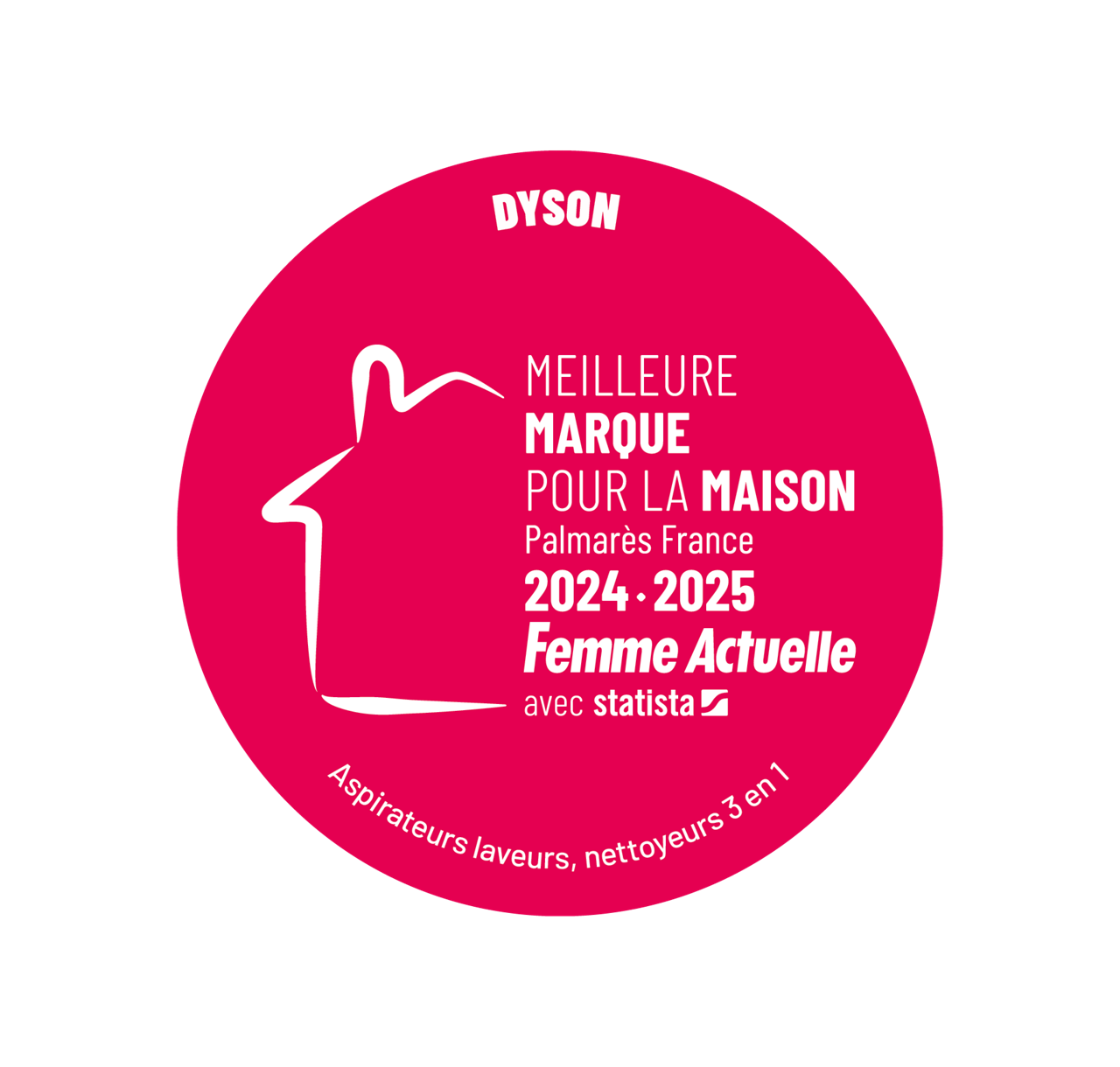 Dyson a été distinguée par la rédaction de Femme Actuelle dans la catégorie " Aspirateurs laveurs, nettoyeurs 3 en 1